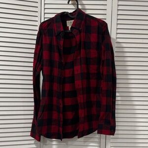 L.L. Bean Men's Casual Red and Black Checkered Shirt